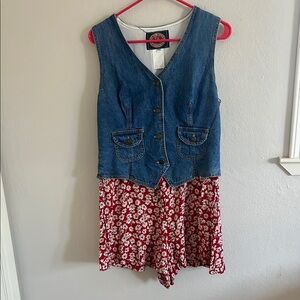 Vintage Paris Blues Denim Vest and Shortall one piece
Size 10